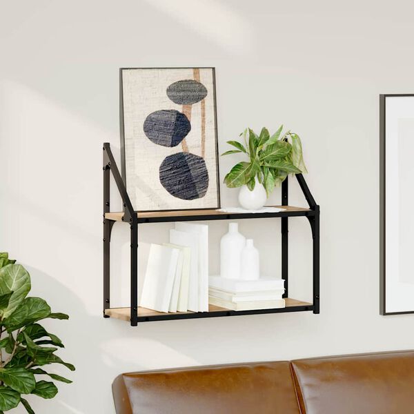 vidaXL Stenska polica artisan hrast 60 x 21 x 51 cm Konstruiran les