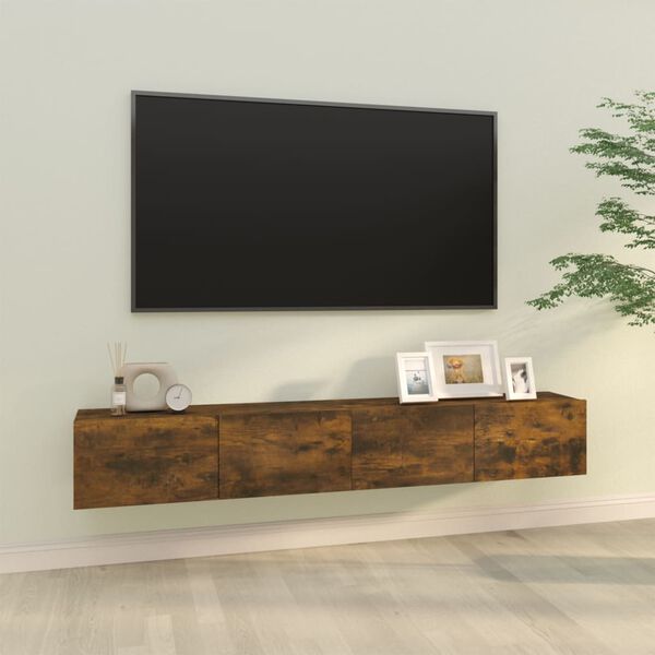 vidaXL Stenska TV omarica 2 kosa dim. hrast 100x30x30 cm inž. les