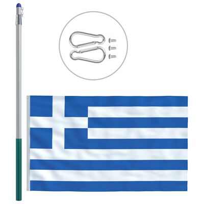 vidaXL Zastava Grčije in aluminijast zastavni drog 6 m
