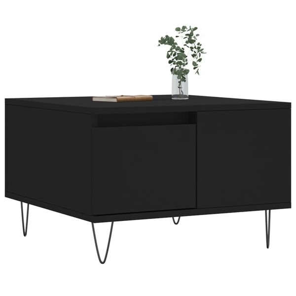 vidaXL Klubska mizica črna 55x55x36,5 cm inženirski les