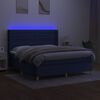 vidaXL Box spring postelja z vzmetnico LED modra 180x200 cm blago