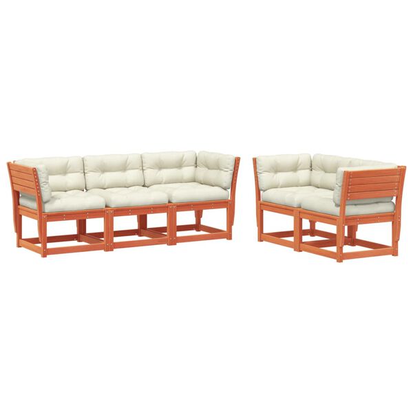 vidaXL Vrtna sedežna garnitura 5-delna z blazinami vo&scaron;čeno rjava