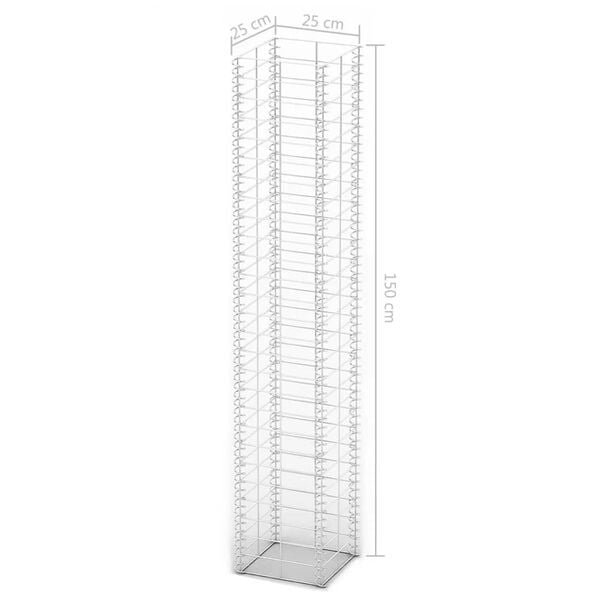 vidaXL Gabion 3 kosi pocinkana žica 25 x 25 x 150 cm