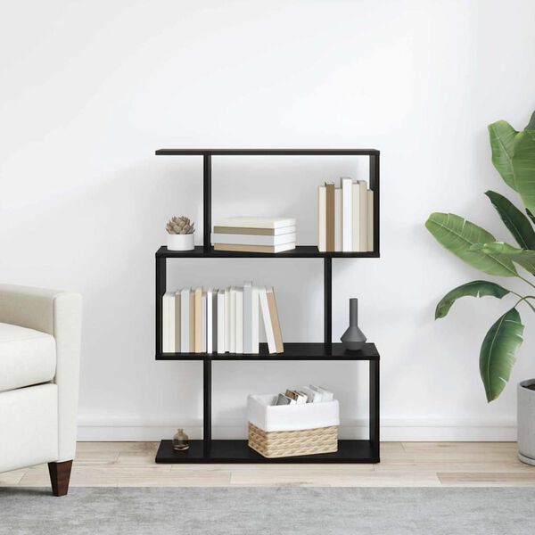 vidaXL Knjigovni omar Črna Orehovina 70 x 24 x 97 cm Konstruiran les