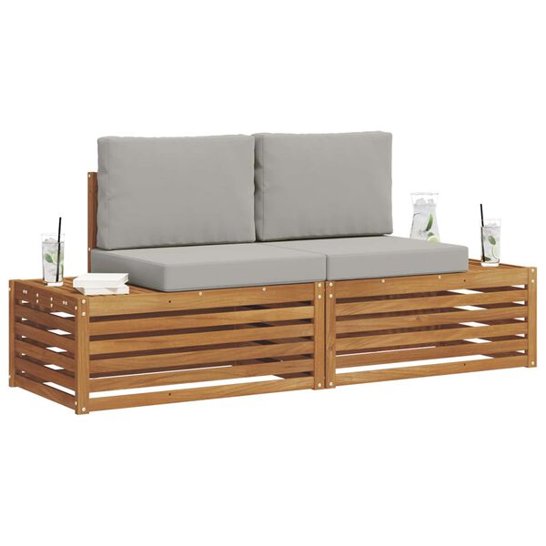 vidaXL Zunanja garnitura za sedenje 2 Kos Naravna in svetlo siva