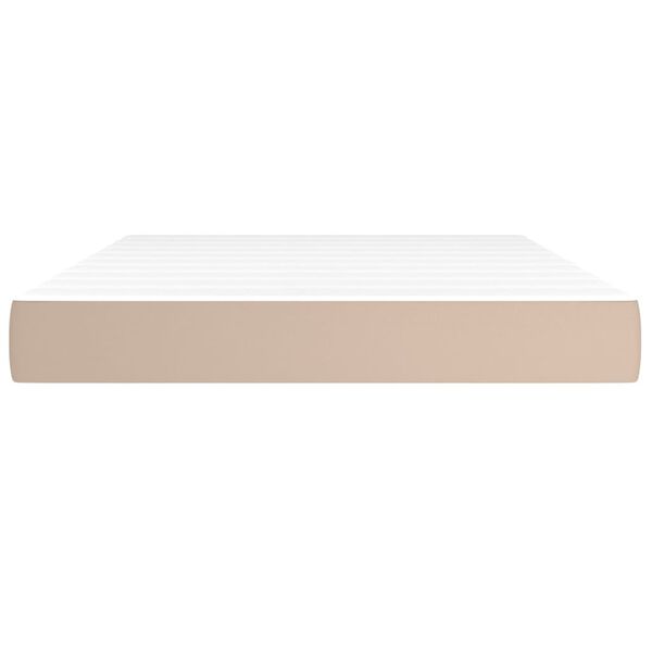 vidaXL Vzmetnica z žepkasto vzmetjo kapučino 140x190x20 cm um. usnje