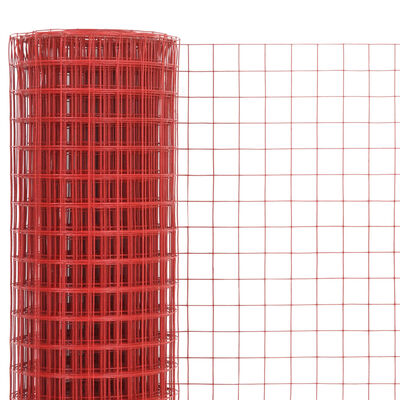 vidaXL Žična mreža za ograjo jeklo s PVC oblogo 10x0,5 m rdeča