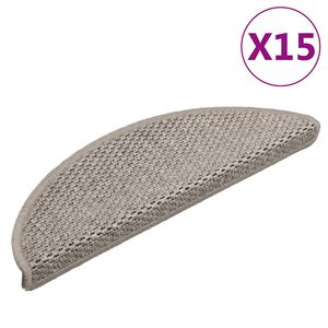 vidaXL Samolepilne preproge za stopnice sisal 15 kosov 56x17x3 srebrne