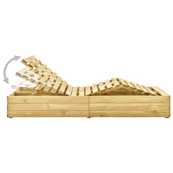 vidaXL Dvojni ležalnik in kraljevo modre blazine impregnirana borovina