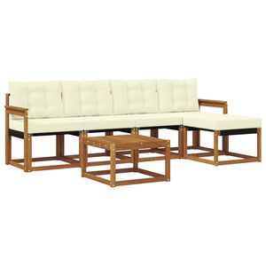 vidaXL Zunanja garnitura za sedenje z blazino 6 pcs Naravna in smetana