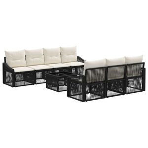 vidaXL Vrtna sedežna garnitura 8 kos Črna 55 x 55 x 37 cm poli ratan