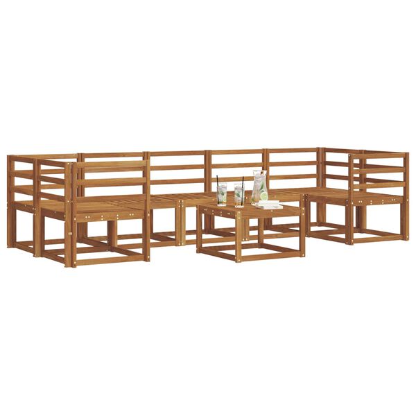 vidaXL Zunanja garnitura za sedenje 8 pcs Naravna Masiven les akacije