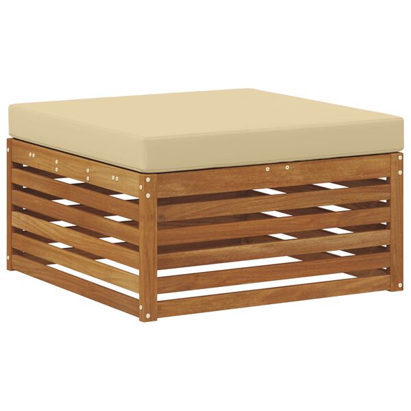 vidaXL Sedežne garniture 7 pcs Naravna in bež Masiven les akacije