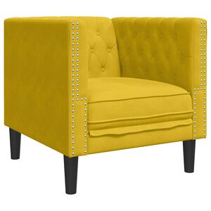 vidaXL Fotelj chesterfield rumeno žamet