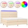 vidaXL Box spring postelja z vzmetnico LED krem 200x200 cm blago