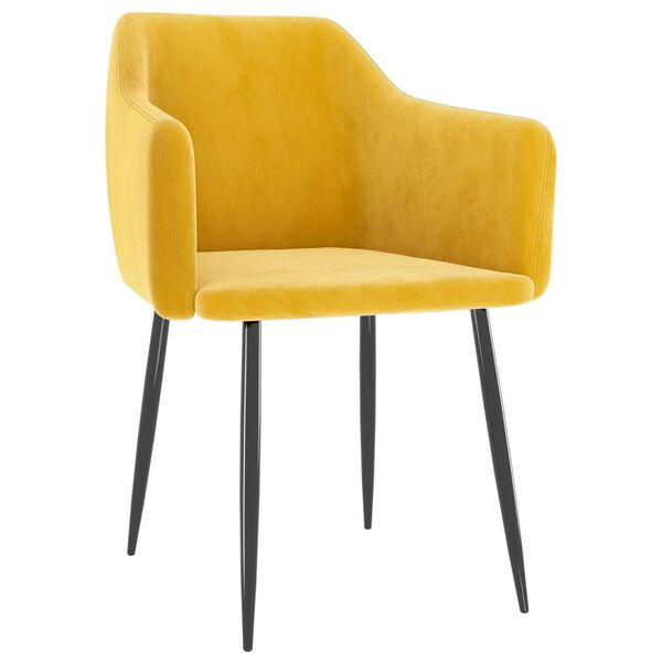 vidaXL Jedilni stoli 2 kosa gorčično rumen žamet