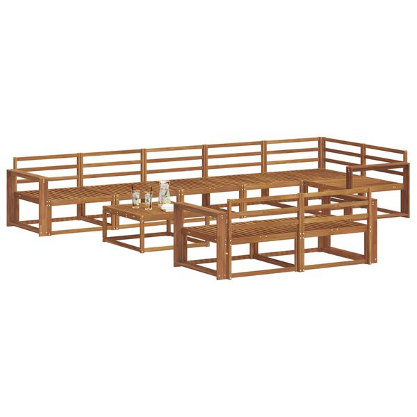 vidaXL Zunanja garnitura za sedenje 9 pcs Naravna Masiven les akacije