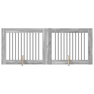 vidaXL Vrata za pse z stojali 2 pcs Siva Sonoma 100 x 80 cm