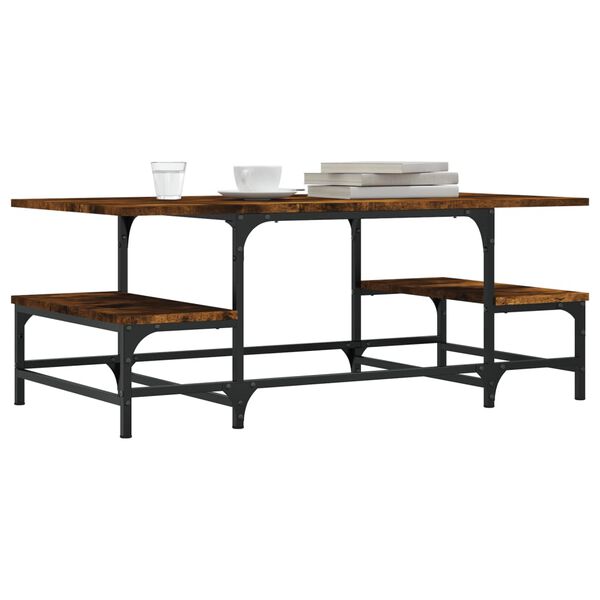 vidaXL Klubska mizica dimljeni hrast 100x50,5x40 cm inženirski les