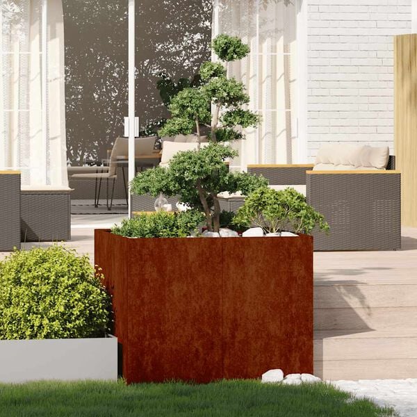 vidaXL Planter Rusty 100x100x80 cm Vremensko odporno jeklo