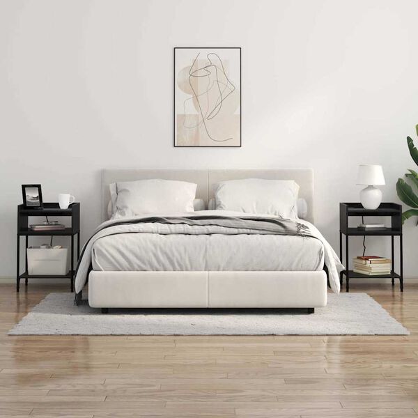 vidaXL Nočna omarica s polico 2 pcs Črna Orehovina 40 x 40 x 61 cm