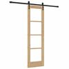 vidaXL Drsna vrata Naravna 61 x 198,5 cm Trden borov les in steklo