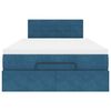 vidaXL Otomanska postelja z vzmetnico temno modra 120x190 cm žamet