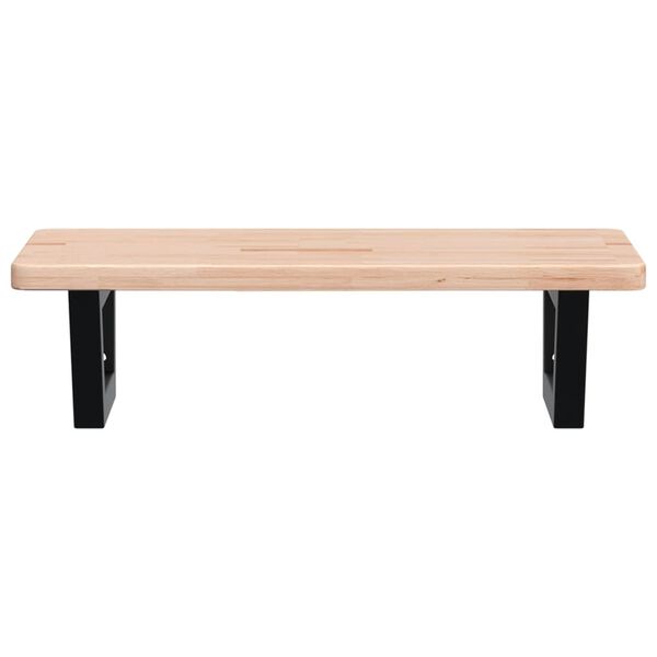 vidaXL Stenska polica za umivalnik jeklo in trdna hrastovina