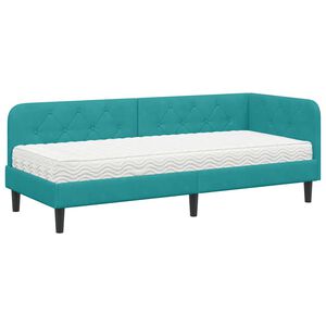 vidaXL Kotna postelja Turkizna 80 x 200 cm Žamet