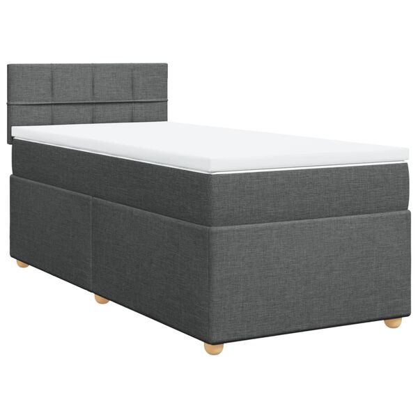 vidaXL Box spring postelja z vzmetnico temno siva 90x200 cm blago