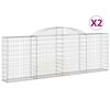 vidaXL Obokana gabionska ko&scaron;ara 2kos 300x30x100/120cm pocinkano železo