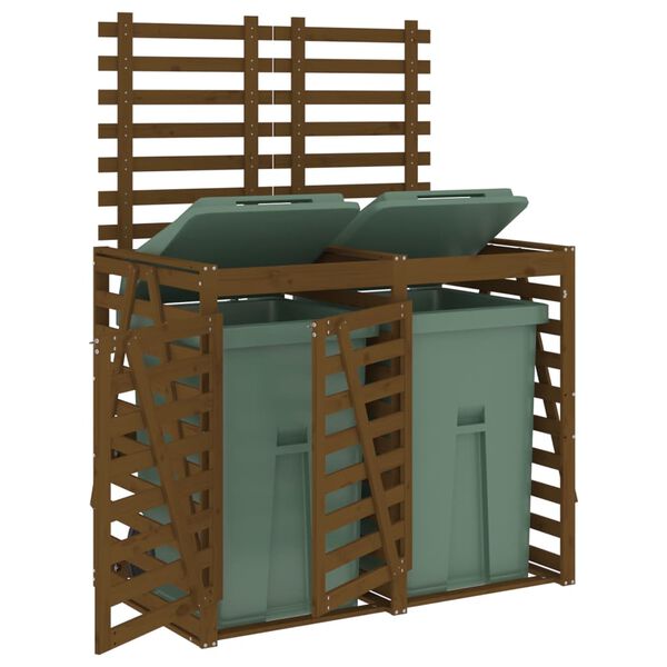 vidaXL Dvojna lopa za smetnjak medeno rjava trdna borovina