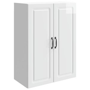 vidaXL Omara za steno Bela visok sijaj 66 x 34,5 x 90 cm