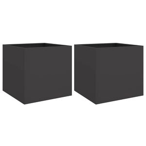 vidaXL Cvetlično korito 2 kosa črno 49x47x46 cm jeklo