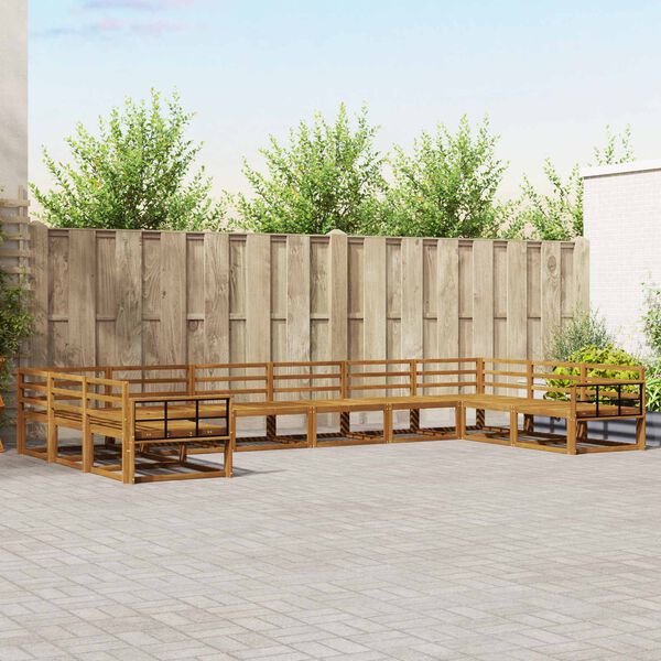 vidaXL Zunanja garnitura za sedenje 10 pcs Naravna Masiven les akacije