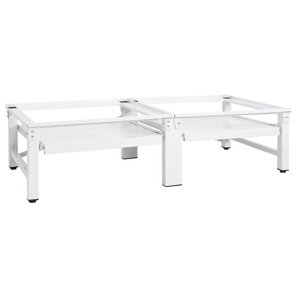 vidaXL Podstavek za pralni in su&scaron;ilni stroj z izvlečnima policama bel