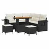 vidaXL Vrtna sedežna garnitura z blazino 9 pcs Črna in krem poli ratan