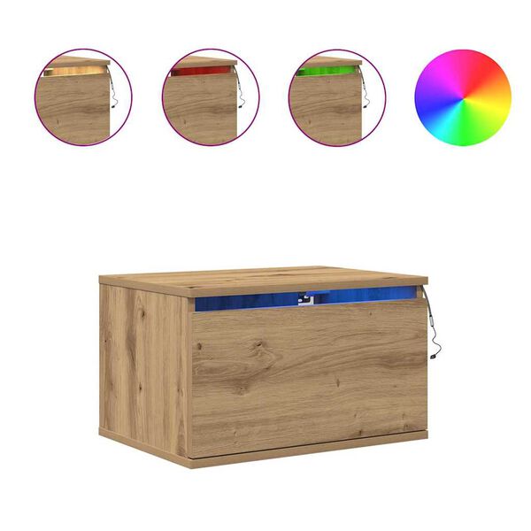 vidaXL Stenska nočna omarica s predalom Umetni hrast 50 x 36 x 30 cm