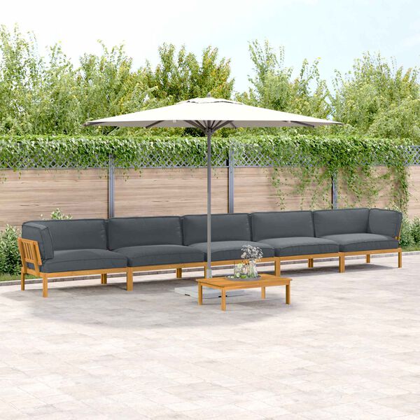 vidaXL Kavčna garnitura z blazino 6 pcs Antracit Masiven les akacije