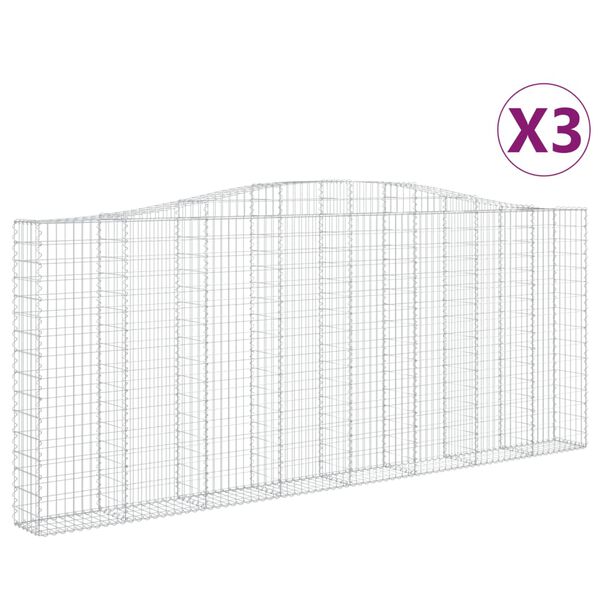 vidaXL Obokane gabion ko&scaron;are 3 kosi 400x30x160/180 cm pocinkano železo