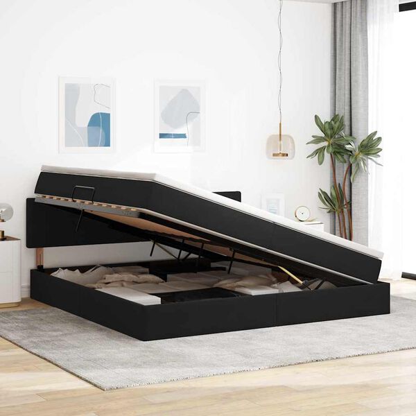 vidaXL Postelja z dodatnim prostorom za shranjevanje in LED osvetlitvijo