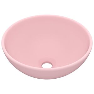 vidaXL Razko&scaron;en umivalnik okrogel mat roza 32,5x14 cm keramičen
