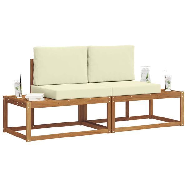 vidaXL Zunanja garnitura za sedenje z blazino 2 pcs Naravna