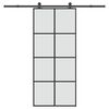 vidaXL Drsna vrata z opremo 90x205 cm ESG steklo in aluminij