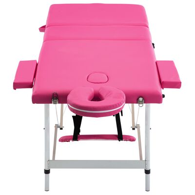 vidaXL Zložljiva masažna miza 3 cone aluminij roza