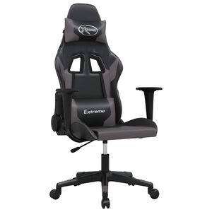 vidaXL Masažni gaming stol črno in siva umetno usnje