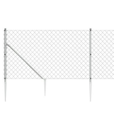 vidaXL Žična ograja s konicami za postavitev srebrna 0,8x10 m