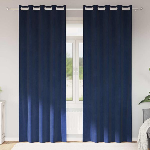 vidaXL Zatemnitvene zavese 2 pcs Temno modra 140 x 245 cm Žamet