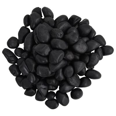 vidaXL Polirani kamenčki 10 kg črni 2-5 cm