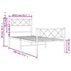 vidaXL Kovinski posteljni okvir z vzglavjem in vznožjem bel 100x190 cm